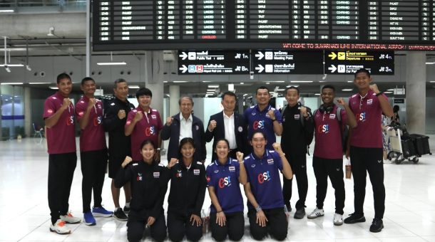 ทีมนักตบลูกยางชายหาดไทยชุด เหรียญทองแดง AVC Beach Tour Pingtung Open เดินทางกลับถึงเมืองไทย